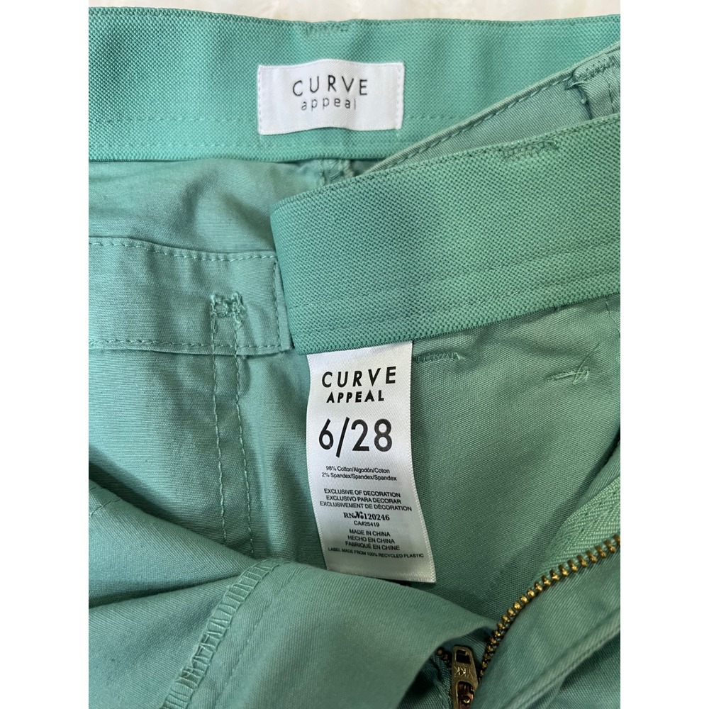 Curve Appeal Green Utility Straight Leg Pants Size 6 28 Sage Chino Pockets - Picture 2 of 5